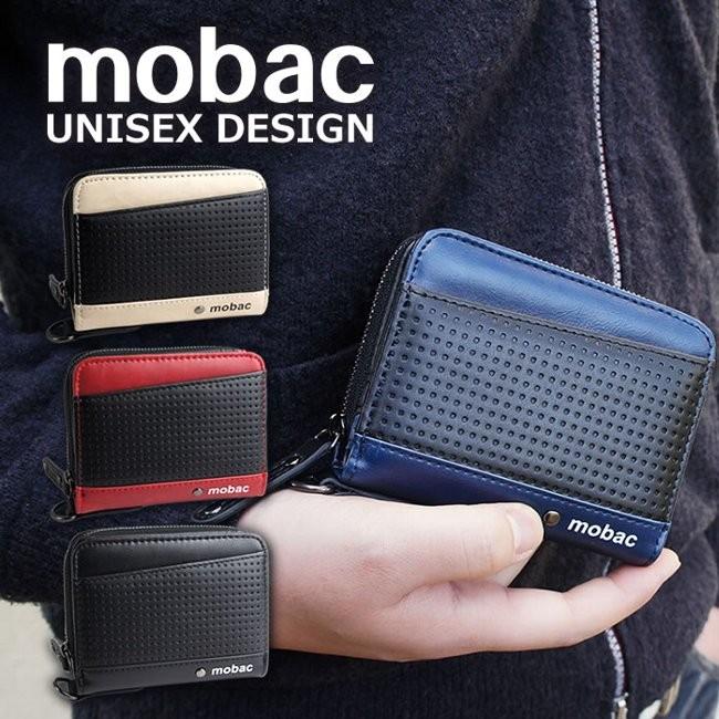 財布 メンズ 二つ折り ラウンドファスナー 二つ折り財布 メッシュエンボス ツートンカラー バイカラー mobac｜e-mono-online