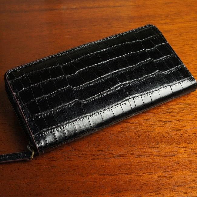 【ETTINGER】牛本革クロコ型押しレザーラウンドファスナー長財布 ETTINGER】牛本革クロコ型押しレザーラウンドファスナー長財布