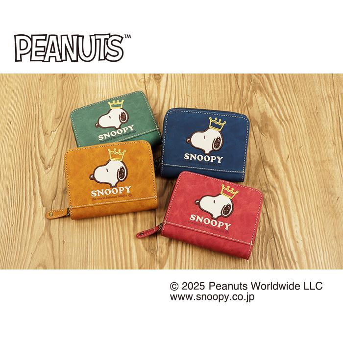 SNOOPY（スヌーピー） 財布 二つ折り財布 コンパクト ファスナー 刺繍