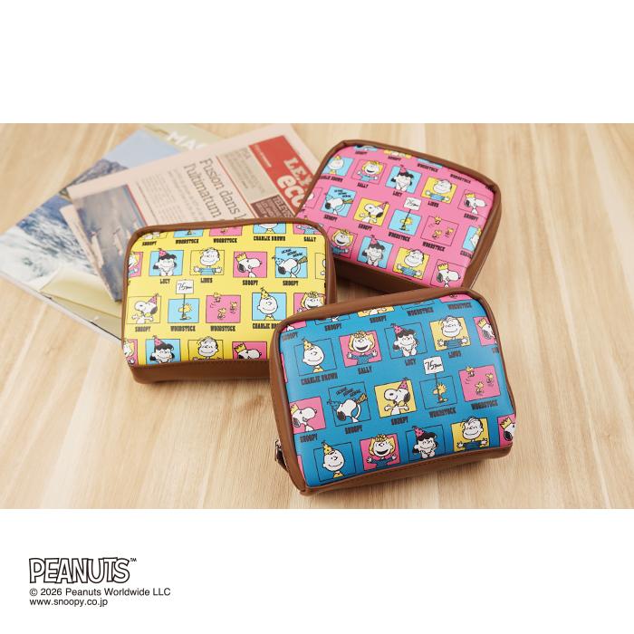 SNOOPY（スヌーピー） ポーチ 化粧ポーチ 75周年デザイン カラフル