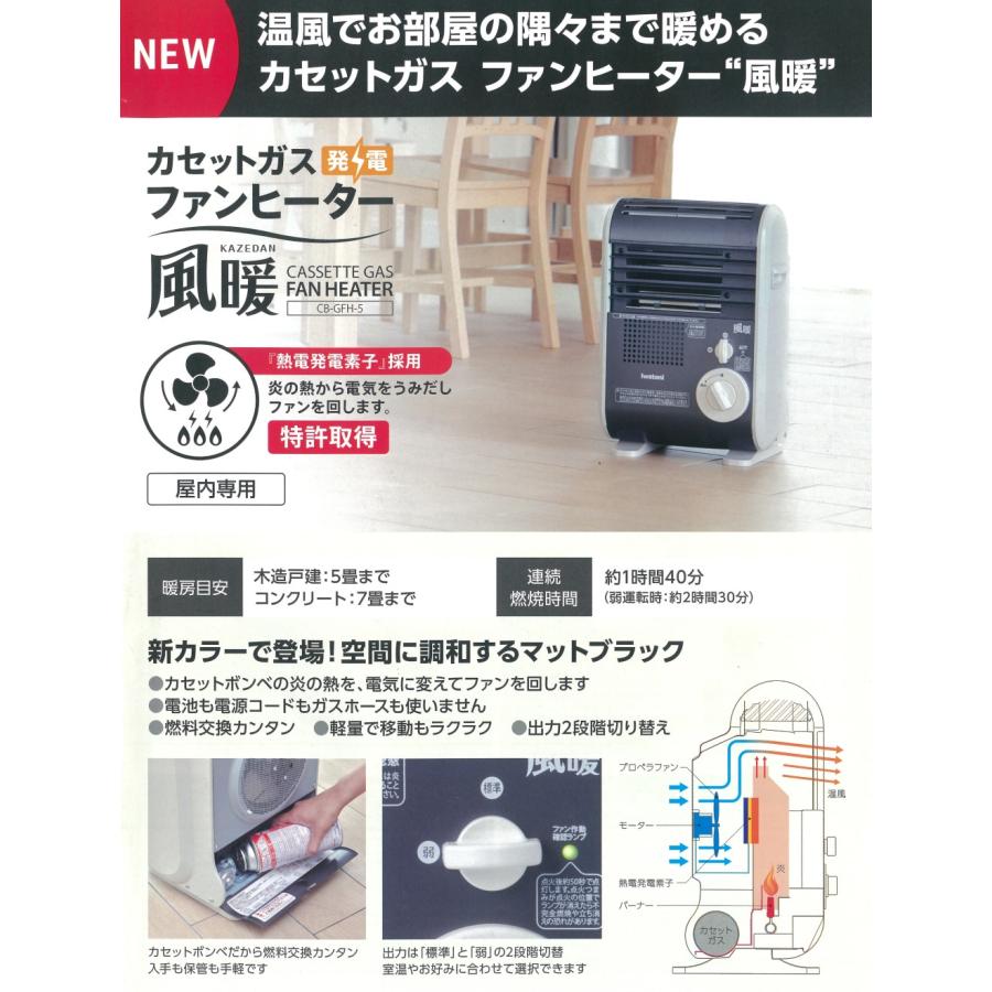 【商品箱＋外箱に入れて発送】 イワタニ カセットガスファンヒーター 風暖 マットブラック 岩谷産業 CB-GFH-5｜e-mono-store｜02