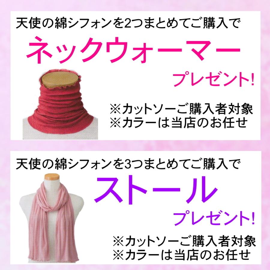 天使の綿シフォン ボーダーシリーズ 長袖 ボトルネック カットソー (二