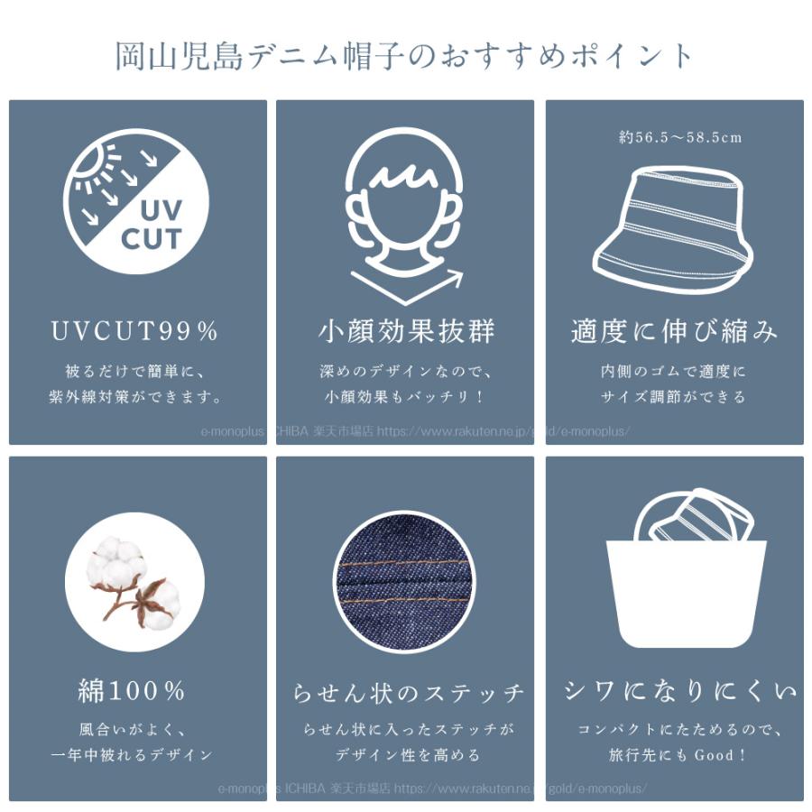 日本製】岡山児島デニムのおでかけ帽子 ファッション 帽子 ハット