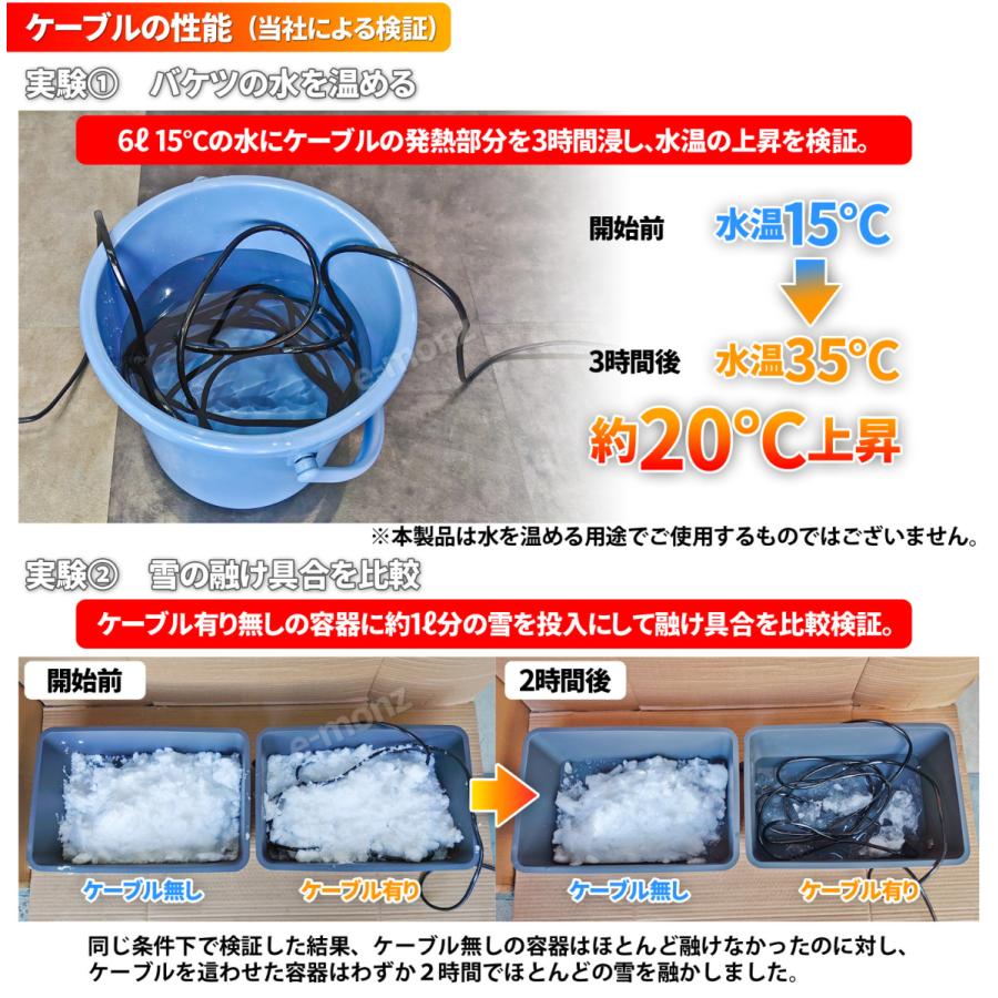 融雪ヒーター 電熱ケーブル 20M 万能タイプ 【 ホットけーる 特許取得済 】 引っ掛け金具付き 融雪ケーブル 屋根融雪 水道管凍結防止 つらら防止 雨樋 排水管｜e-monz｜06