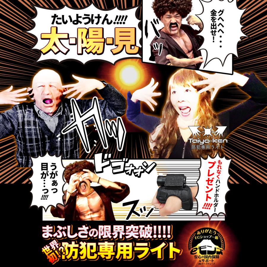 護身用 防犯 ライト 【 Taiyo-Ken 太陽見 】 ハンドライトホルダー付き