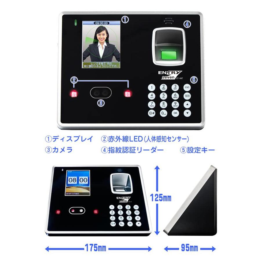タイムレコーダー 4WAY 非接触 生体認証 【 エントリー7 】顔