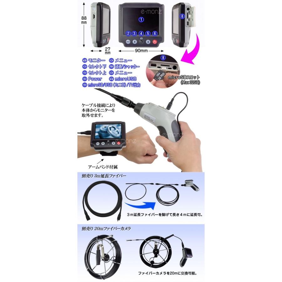 ファイバースコープ 工業用 内視鏡 カメラ LEDライト 3.5インチ ファイバースコープ 工業用 内視鏡 カメラ LEDライト 3.5インチ