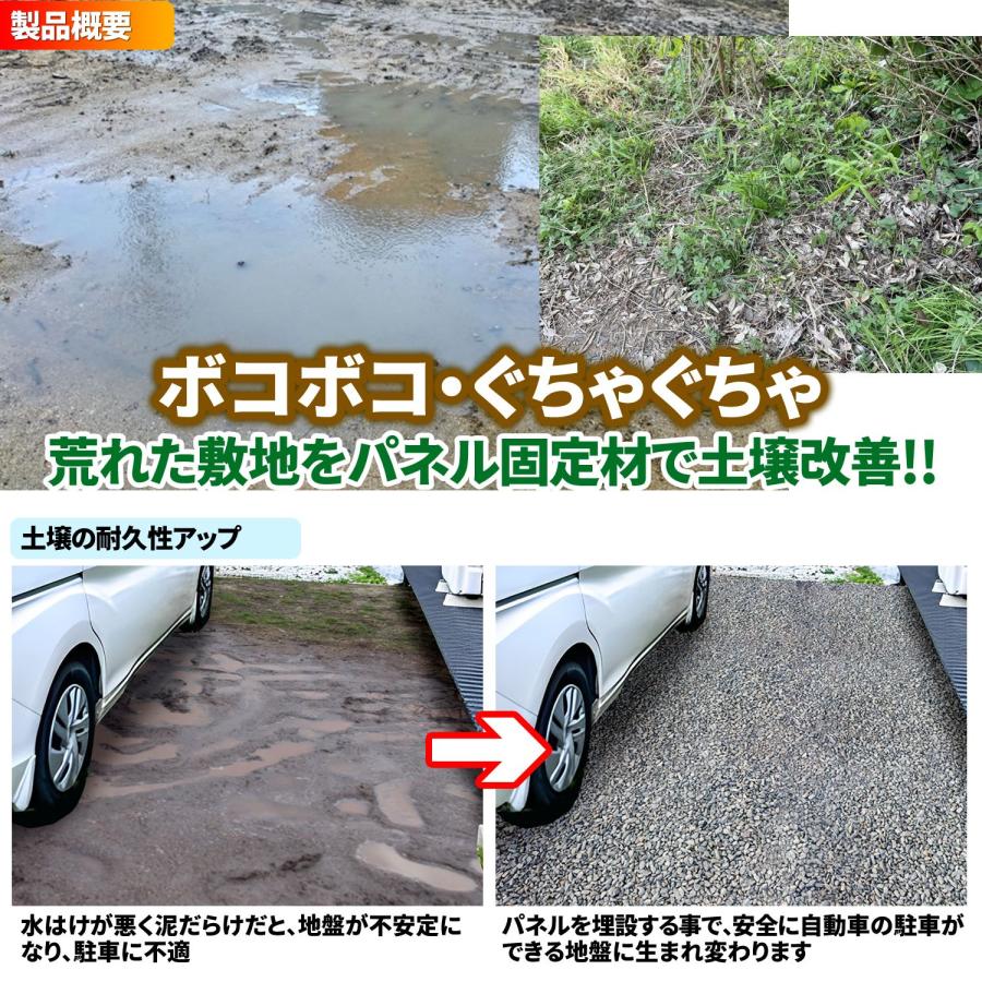 砂利保護材 1枚 ジョイントパネル式 【 ジ・バンガード 土壌固定材 】 砂利舗装材 芝生保護材 砂利 芝生 地盤 保護 固定 舗装路 駐車場 庭 プール 施工 工事 DIY｜e-monz｜03