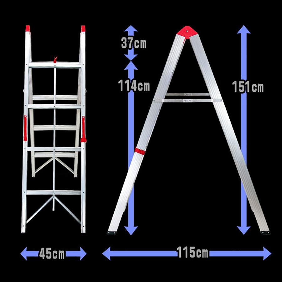 脚立 スティック型 アルミ 3段 【 スティック脚立 】 耐荷重150kg  折りたたみ ハンドル付 収納 軽量 コンパクト スリム 薄い 軽い おしゃれ おすすめ｜e-monz｜04
