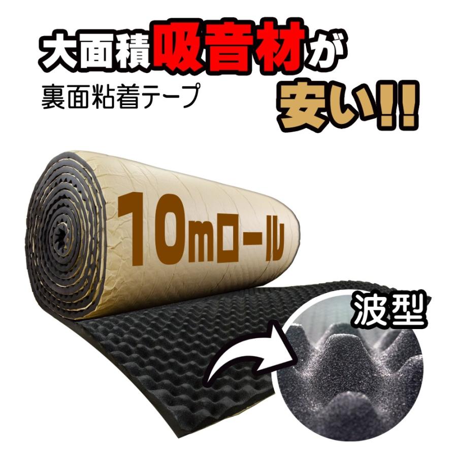 吸音材 ロールタイプ 波型 10m×1m×25mm 【1M×10Mロール波型】 耐熱 難