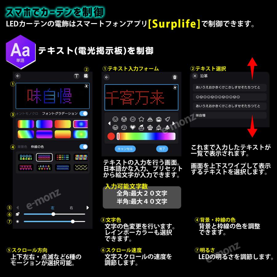 電光掲示板 【 LEDメッセージカーテン 】 2m×2m LED カーテンライト