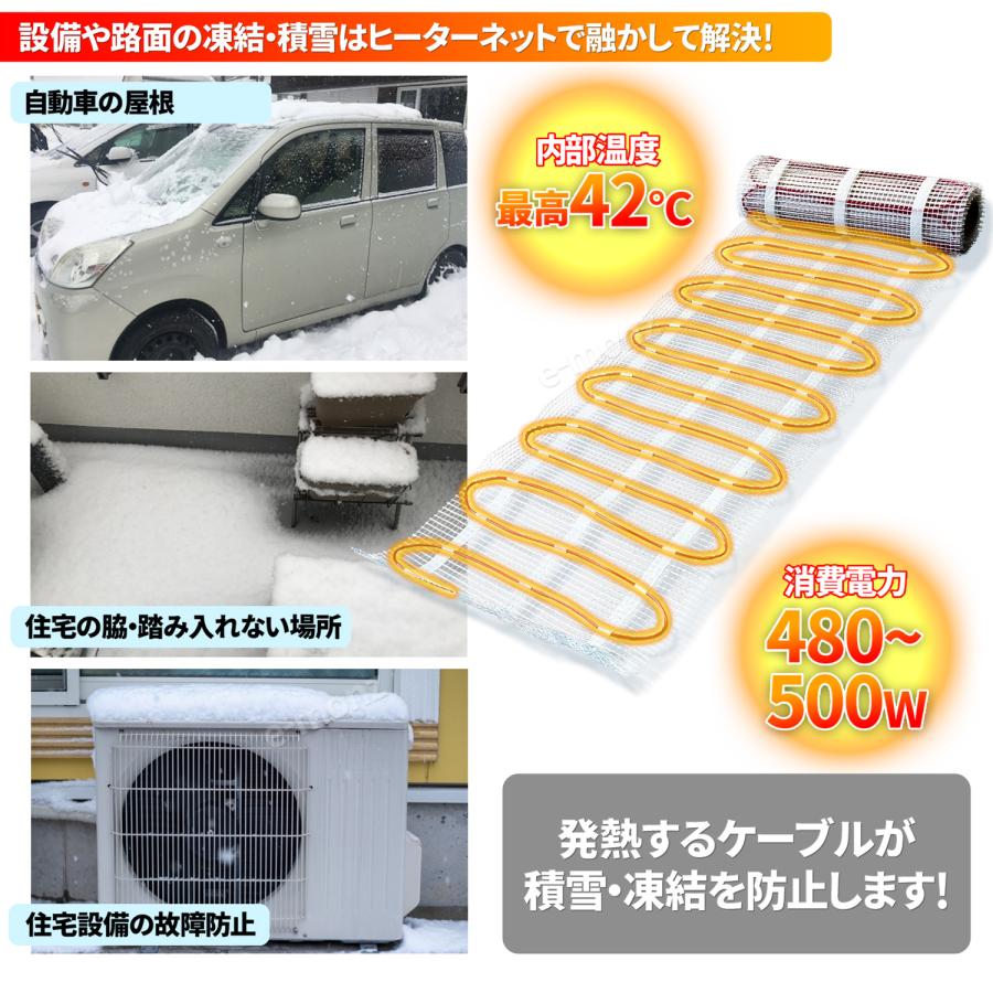 融雪ネット 【 ネットけーる 】 50cmx5m ネットタイプ 480W/100V 車用