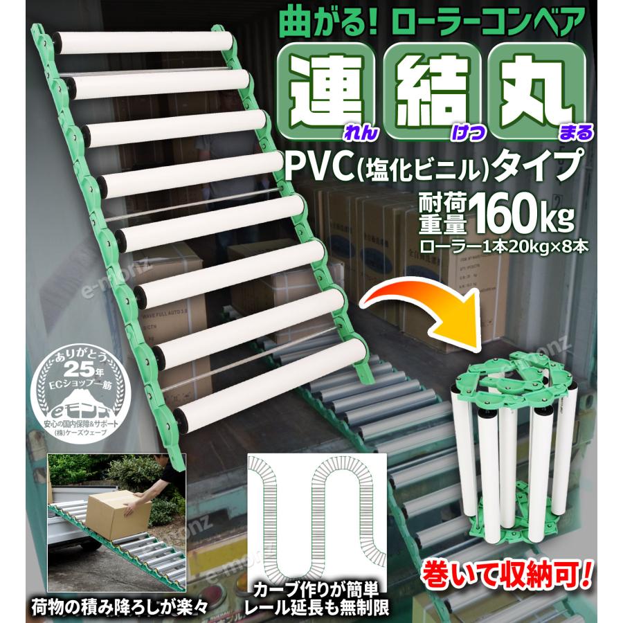 ローラーコンベア 連結式 PVC 1m 【 連結丸 】 ロール収納 カーブ 段差 傾斜対応 荷物 荷役 運搬 搬送 荷積み 荷下ろし 輸送 移送 現場  倉庫 物流 建設