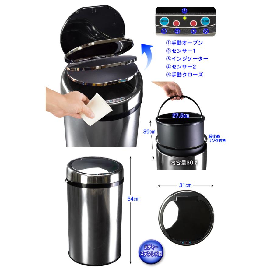 30mm 　35個以上　未組立　箱なし　30minutes　入門にも EMOOR ゴミ箱 ダストボックス 30L 消臭 除菌 オゾン 脚付き