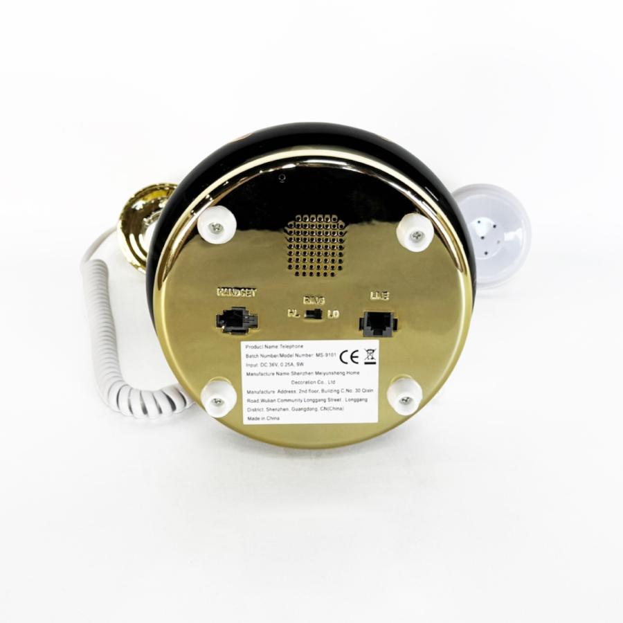 電源不要 固定電話機【セラミック アンティーク型】ブラック 電話機