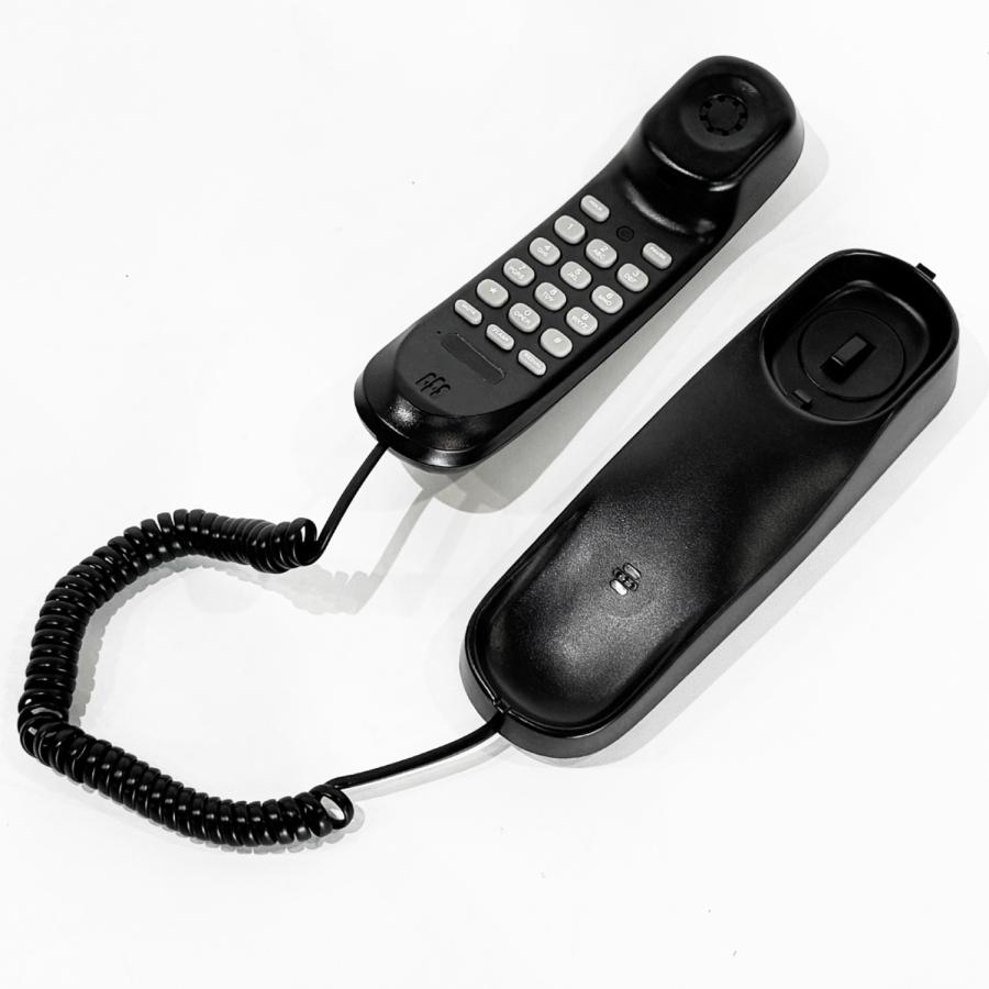 電源不要 固定電話機【 スリム型 】 ブラック 壁掛け対応 電話機