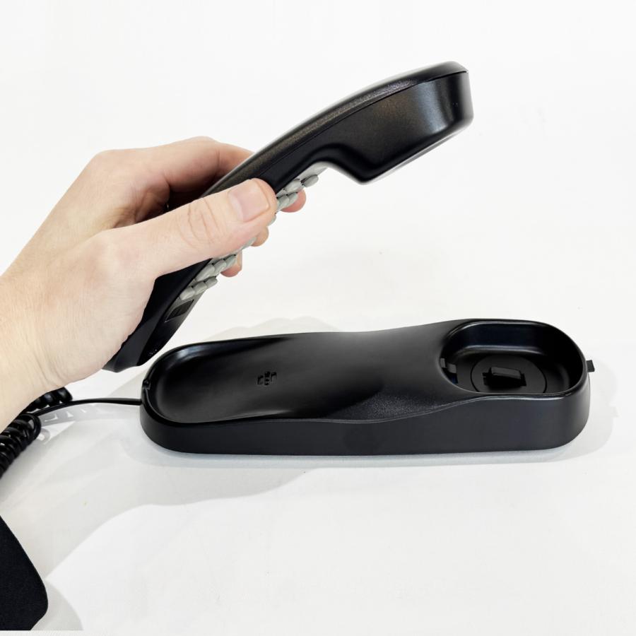 電源不要 固定電話機【 スリム型 】 ブラック 壁掛け対応 電話機