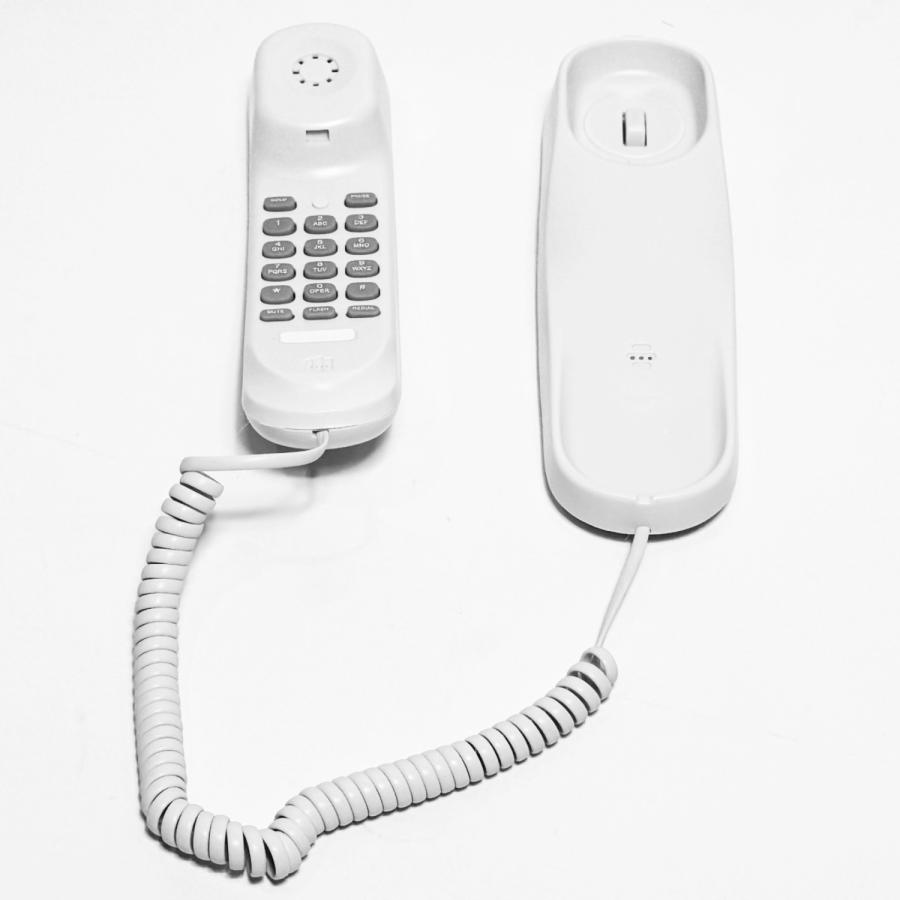 電源不要 固定電話機【 スリム型 】 ホワイト 壁掛け対応 電話機