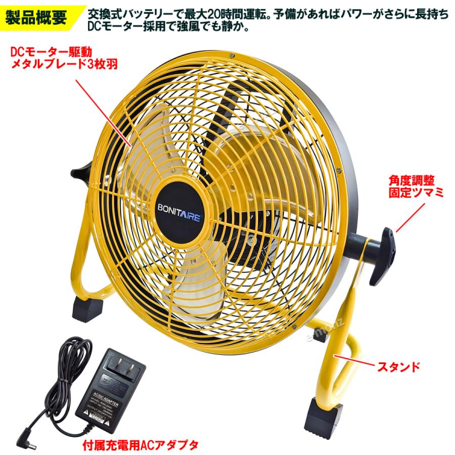 工場扇 充電式 バッテリー交換型 USB充電 床置式 30cm