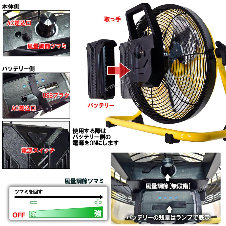 工場扇 充電式 バッテリー交換型 USB充電 床置式 30cm 工場扇 充電式 バッテリー交換型 USB充電 床置式 30cm