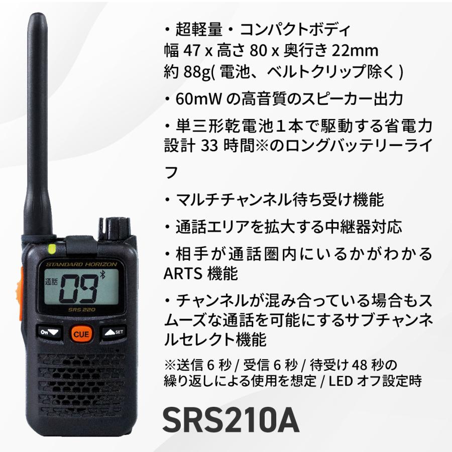 STANDARD HORIZON SRS210 トランシーバー 2台セット 八重洲無線 トランシーバー 2台セット 業務用 SRS210A 防塵 防水 小型