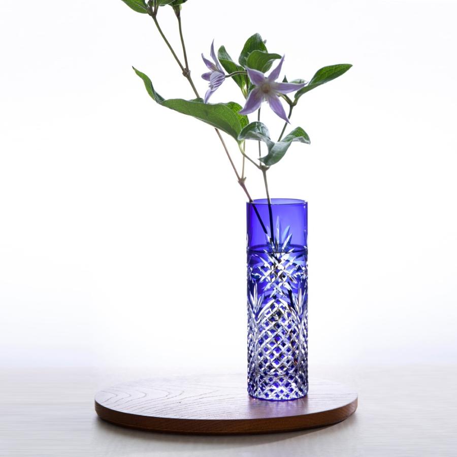 一輪挿し 花瓶 17.5cm ナルミ グラスワークス アルタイル 青 ガラス