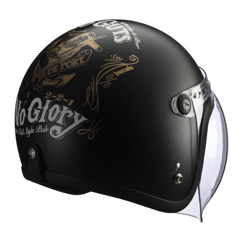 【送料無料】【在庫有】ライズ(RIDEZ) シールド付き ジェットヘルメット KNUCKLE HEAD(ナックルヘッド) NoGutsNoGlory2 Mブラック｜e-net｜02