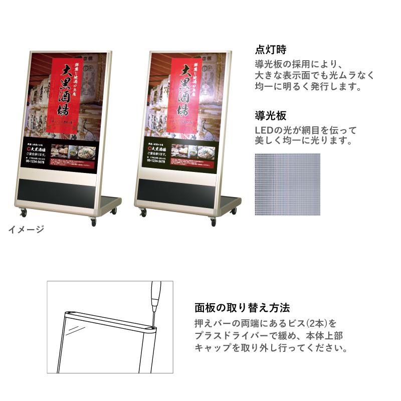 LED電飾スタンド B1 屋外 片面 キャスター仕様 電飾サイン スタンド