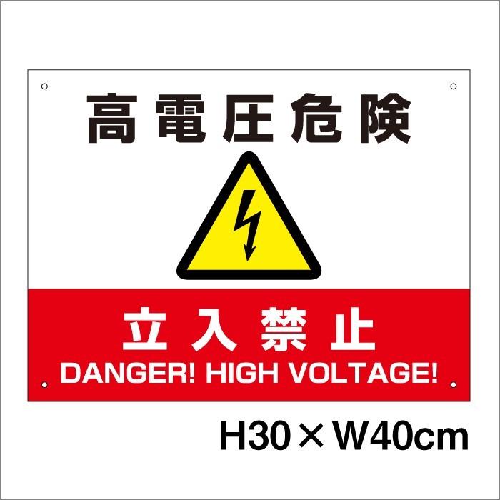 高電圧危険 立入禁止看板 H30×W40cm 太陽光発電標識 再生可能