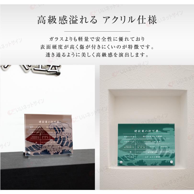 建設業の許可票 透明アクリル H35×W45cm 選べるデザイン 自立タイプ