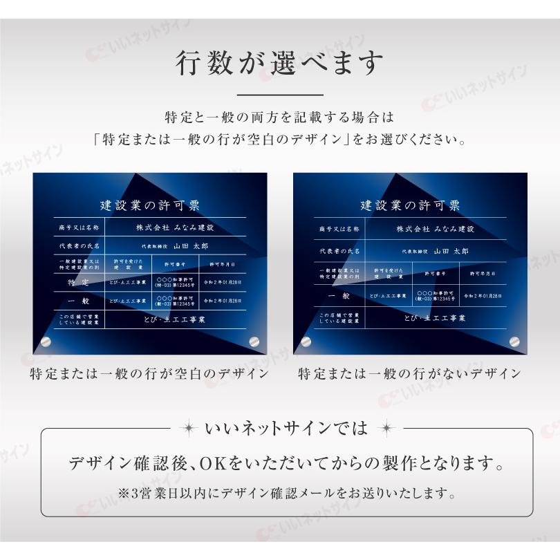 建設業の許可票 透明アクリル H35×W45cm 選べるデザイン 自立 建設業の許可票 透明アクリル H35×W45cm 選べるデザイン 自立