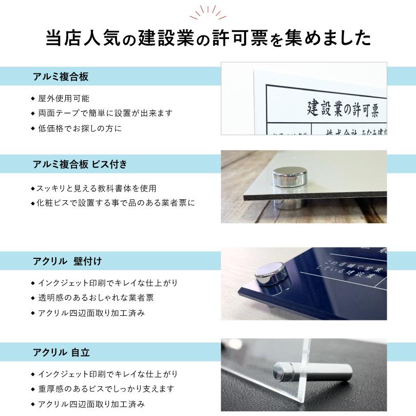 【40種類から選べる】 建設業の許可票 H35×W45cm  / 建設業許可票 業者票 許可票 標識 事務所 不動産 法定看板 法令許可票 金看板 おしゃれ お洒落 ken-custom | ブランド登録なし | 02