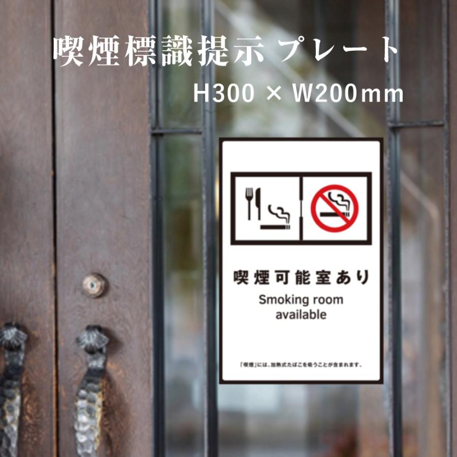 喫煙可能室あり 喫煙設備 標識提示 プレート 受動喫煙防止対策 副流煙対策  H300×W200mm kin-12 | ブランド登録なし