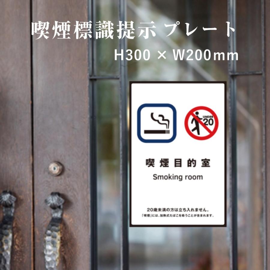喫煙目的室 喫煙設備 標識提示 プレート 受動喫煙防止対策 副流煙対策  H300×W200mm kin-9 | ブランド登録なし