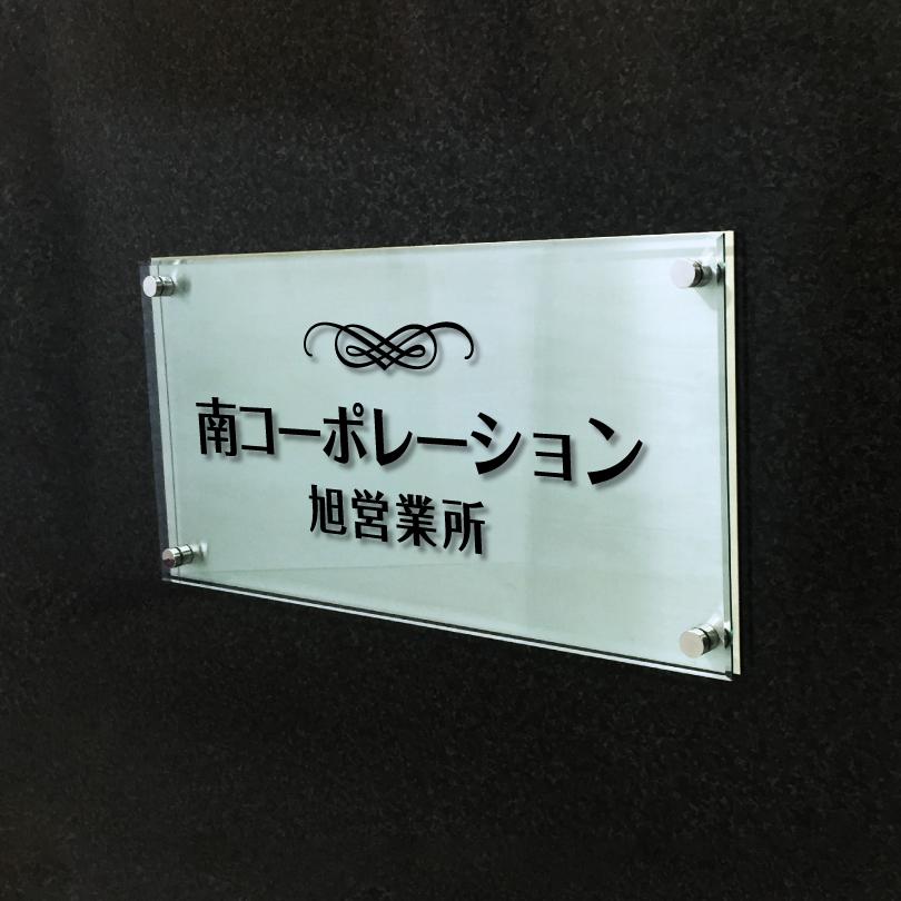 ステンレス×ガラス調アクリル プレート 化粧ビス止め H300×W600mm 屋外