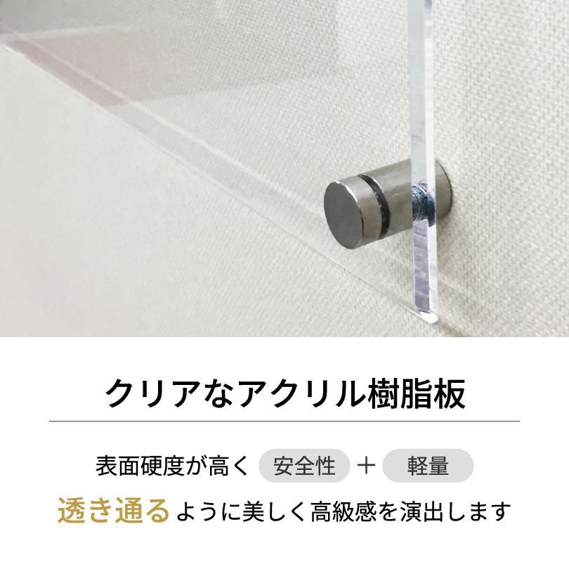 透明アクリルプレート 化粧ビス止め H300×W600×t8mm 屋外用 おしゃれ