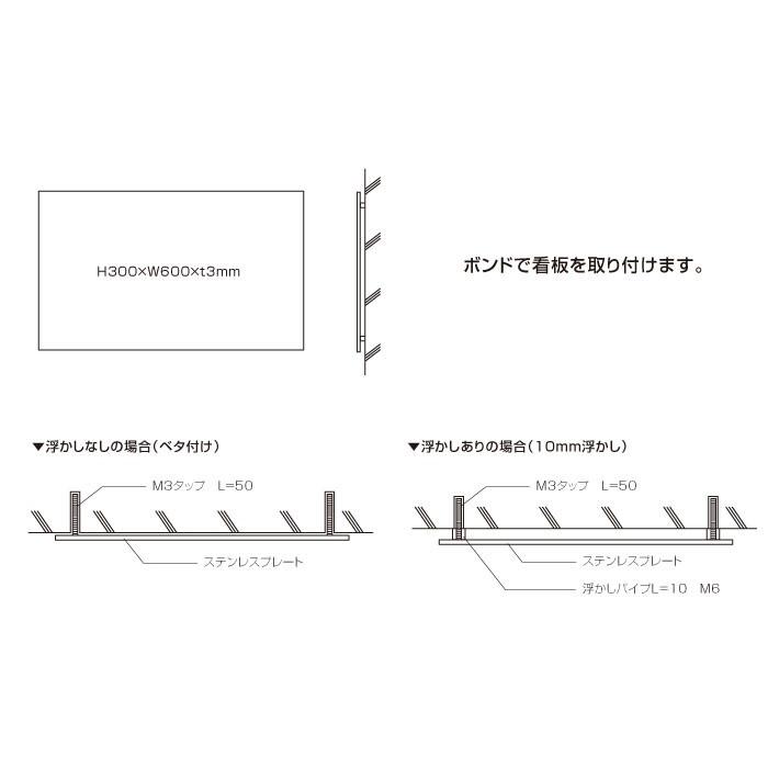ステンレス銘板 H300×W600×t3mm マンション看板 アパート銘板 会社看板 事務所の表札 おしゃれな看板 マンション名看板 s22-b | ブランド登録なし | 06