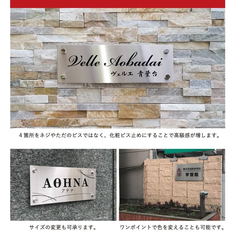ステンレス銘板 H300×W600×t2mm 化粧ビス止め マンション看板 アパート銘板 会社看板 事務所の表札 おしゃれな看板 マンション名看板 s22-k | ブランド登録なし | 08
