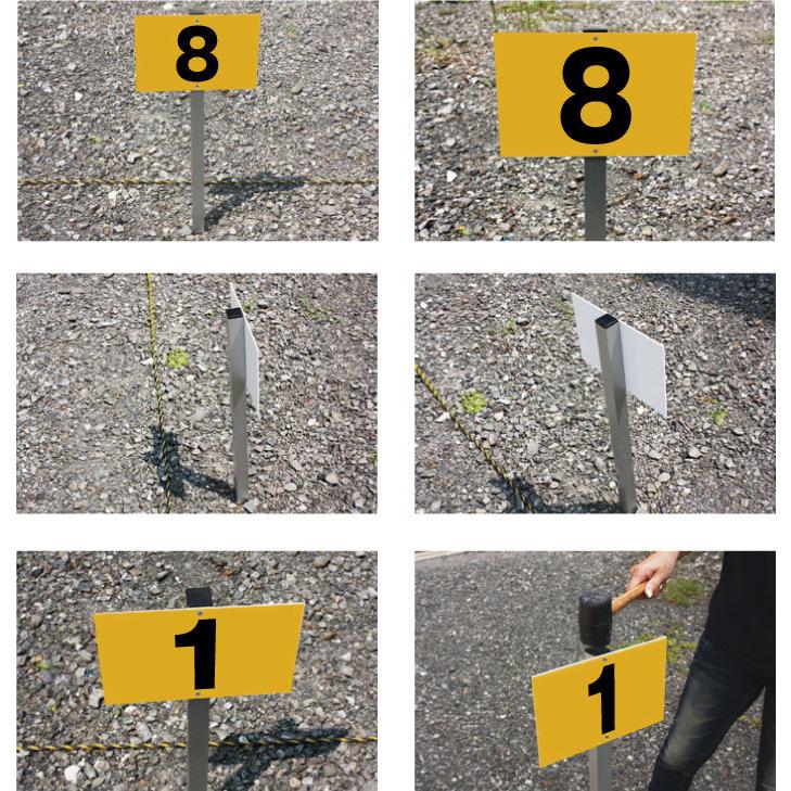 反射仕様 駐車場アルミ角柱付番号プレート 支柱付駐車場番号 プレートサイズ：H165×W250ミリ/  看板 埋め込み SCN-101-hs | ブランド登録なし | 04