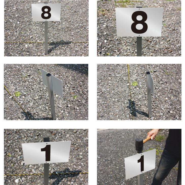 駐車場 アルミ角柱付 番号プレート シルバー H165 W250ミリ シルバーアルミ複合板 看板 ナンバープレート 砂利 土 更地 埋め込み Scn 101 Sv Scn 101 Sv 看板ならいいネットサインヤフー店 通販 Yahoo ショッピング