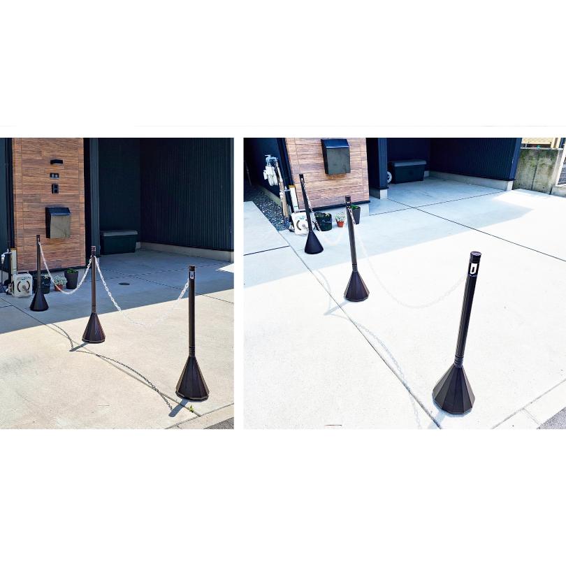 スマートチェーンポール ２本セット ダークブラウン 1.5m or 2mチェーン付き / 駐車場 バリカー パーテーション sf-83-db-2set | ブランド登録なし | 04