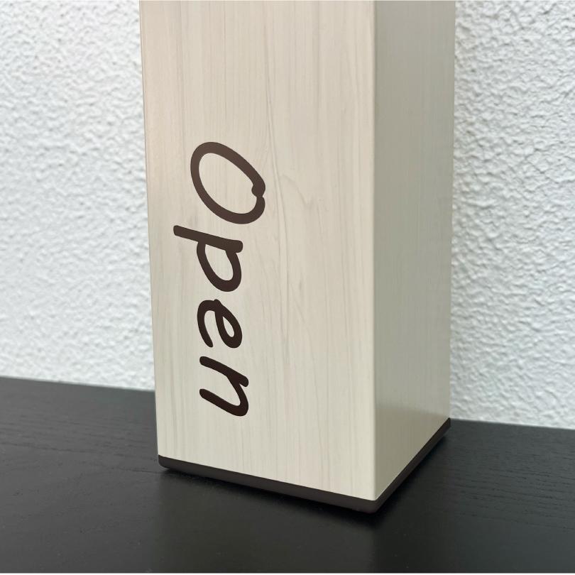 『デザイン自由』 木目調 アルミ角柱サイン 置き型 75×300mm 2面表示 おしゃれ看板 オープンクローズ看板  slendsign-cut | ブランド登録なし | 04
