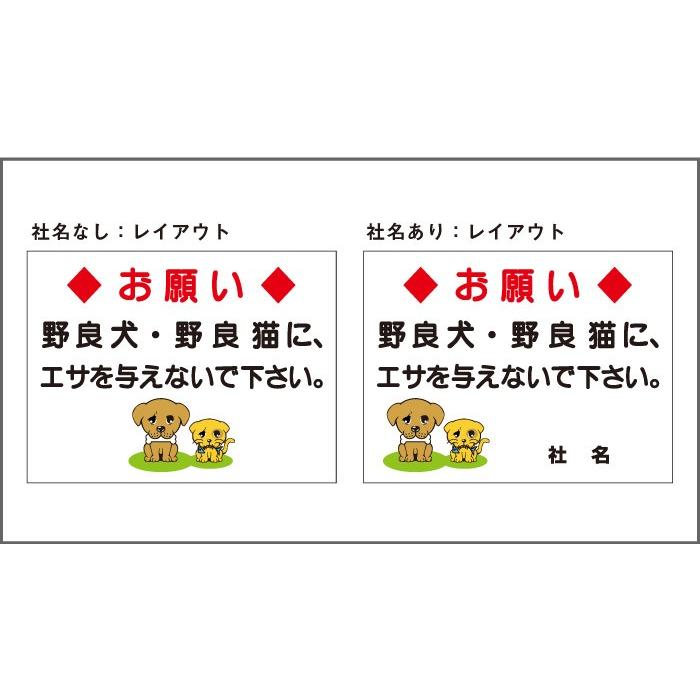 犬・猫に餌をあげないでください 2本足支柱付き看板 野良犬 野良猫 杭 杭付き 角柱 プレートサイズ：H300×W400ミリ ssl-18 | ブランド登録なし | 03