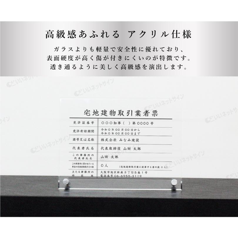『 透明アクリル 自立タイプ 』宅地建物取引業者票＋報酬額票 ２点セット 業者票 法定看板 標識 k-com-acryl01-jiritu-2set | ブランド登録なし | 02