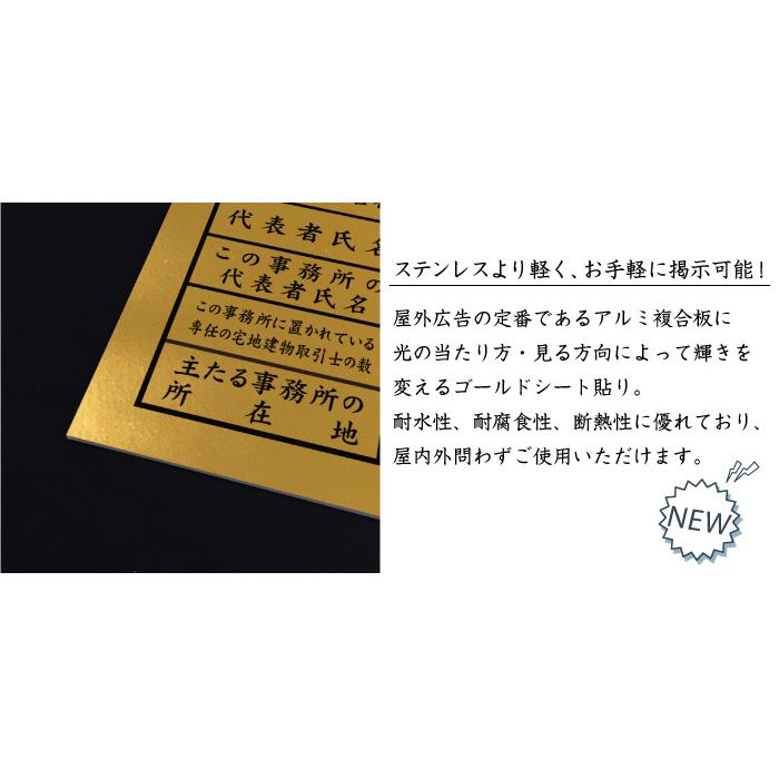 宅地建物取引業者票(令和7年4月1日施行版) ゴールド 宅建 金看板