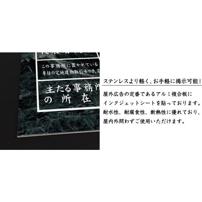 宅地建物取引業者票(令和7年4月1日施行版) 蛇紋岩風 宅建 業者票 法定看板 標識 看板 不動産 許可書 事務所 H35×W45cm tk-jamon | ブランド登録なし | 02