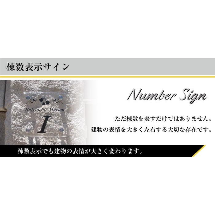 棟数表示サイン 透明アクリル H300×W300×t5mm おしゃれ アパート看板