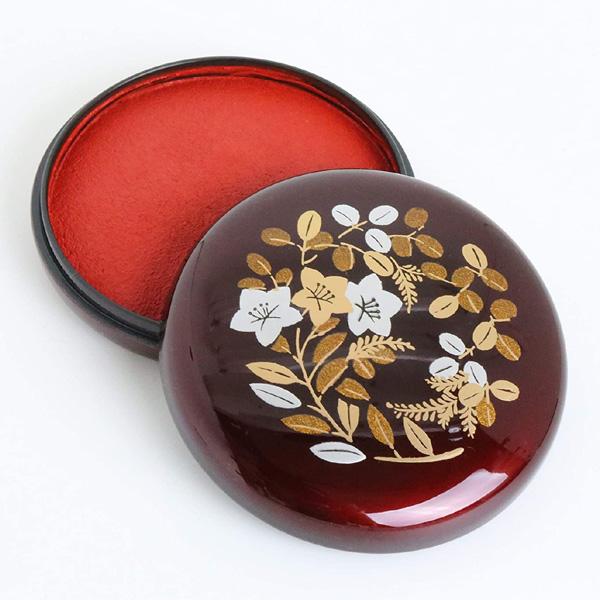 高級朱肉 日光印練り朱肉(四季) 桐箱入り 練朱肉 印泥 秋景色 萩 赤茶