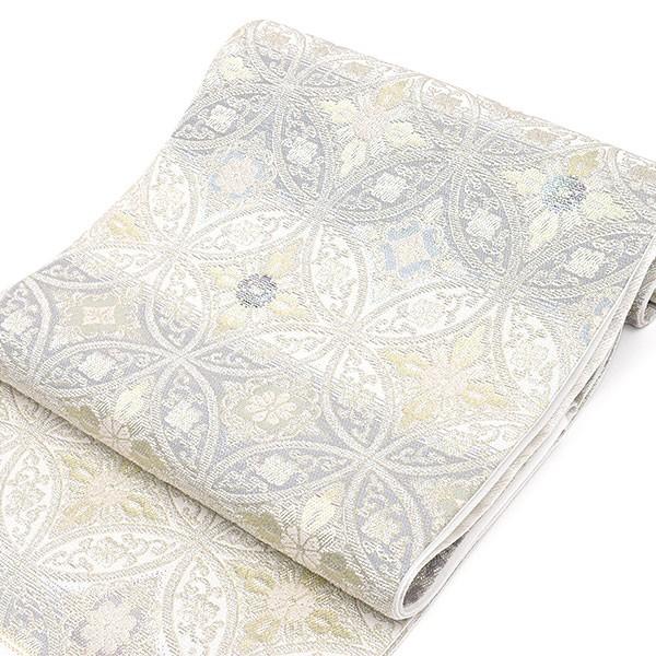 袋帯 金華山織 螺鈿箔 西陣織 藤本仁 謹製 白/銀 お茶席/初釜 正絹