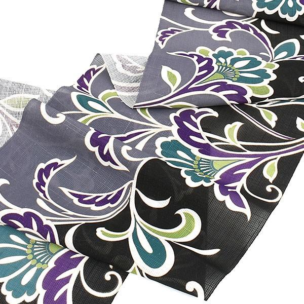 単衣 夏 茨城産 結城紬 京型染め 紗織 色分け唐花文様 九寸 名古屋帯 Larometmetal Ro